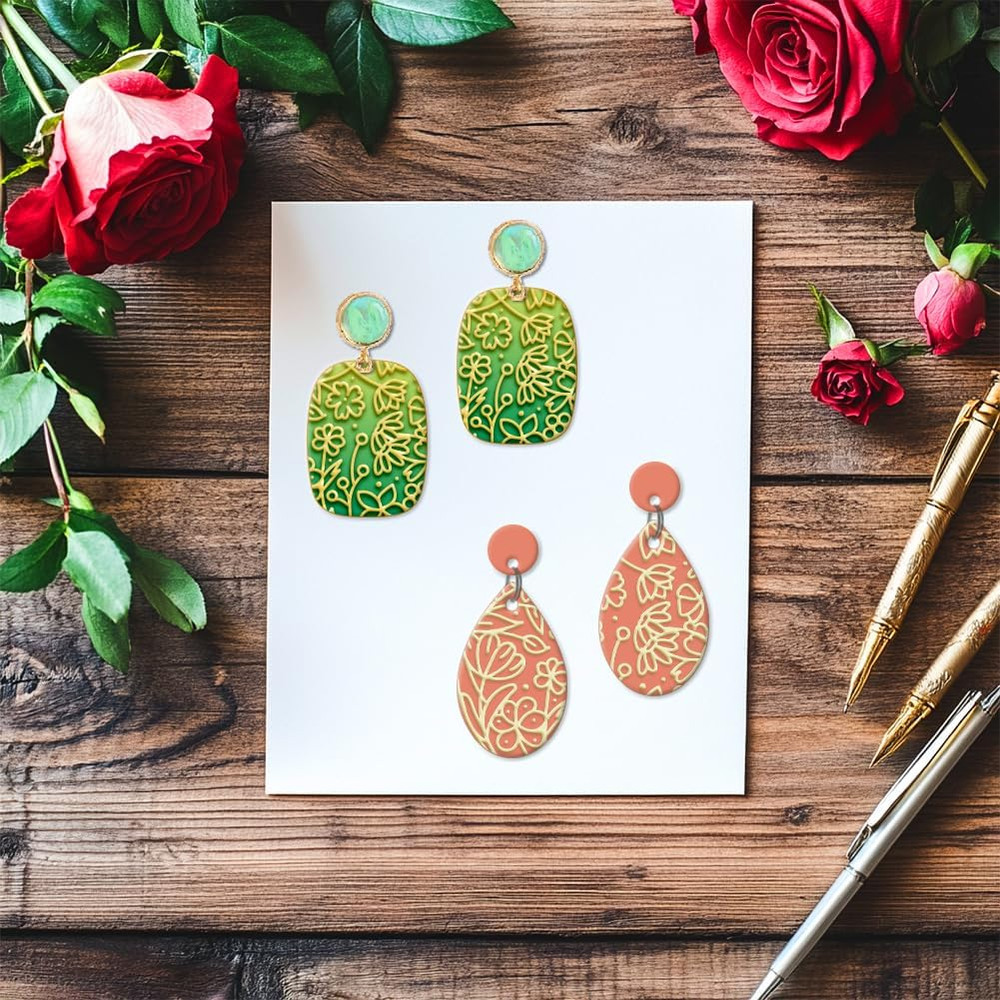 16 Pcs Animals Flowers Pattern Polymer Clay Texture Sheet Bees and Cats Patterns