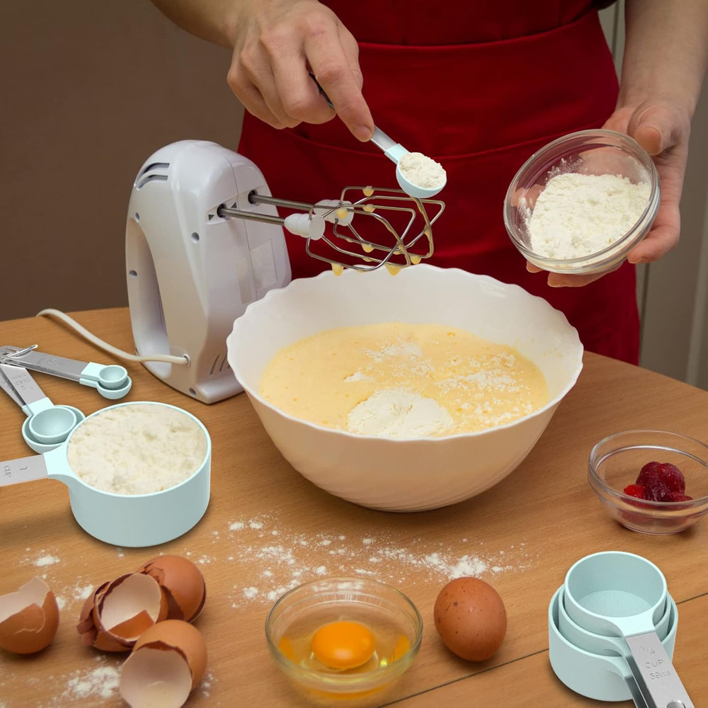 Measuring Cups & Spoons Set, Stackable Cups and Spoons, Nesting Measure Cups wit