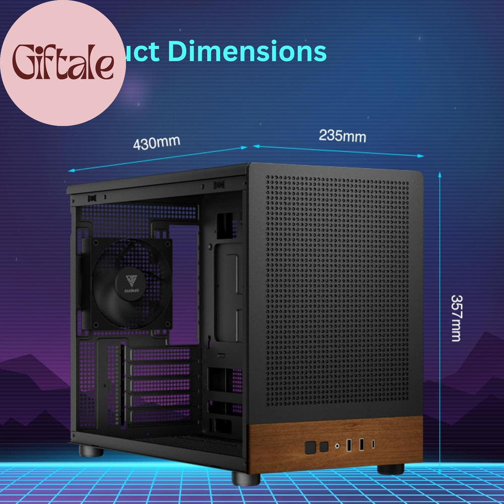 Micro-Tower Gaming Case, Walnut Front Panel& Side Tempered Glass, 3×120Mm Prebui