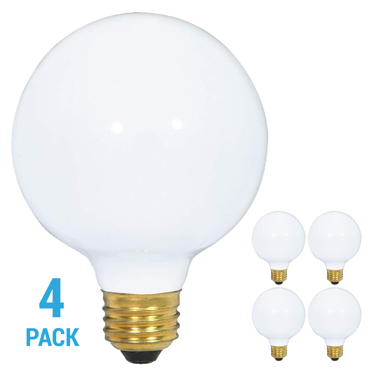 4 Pack White Globe Vanity Decorative Bulbs 120V 25W G25 Medium E26 Base Dimmable