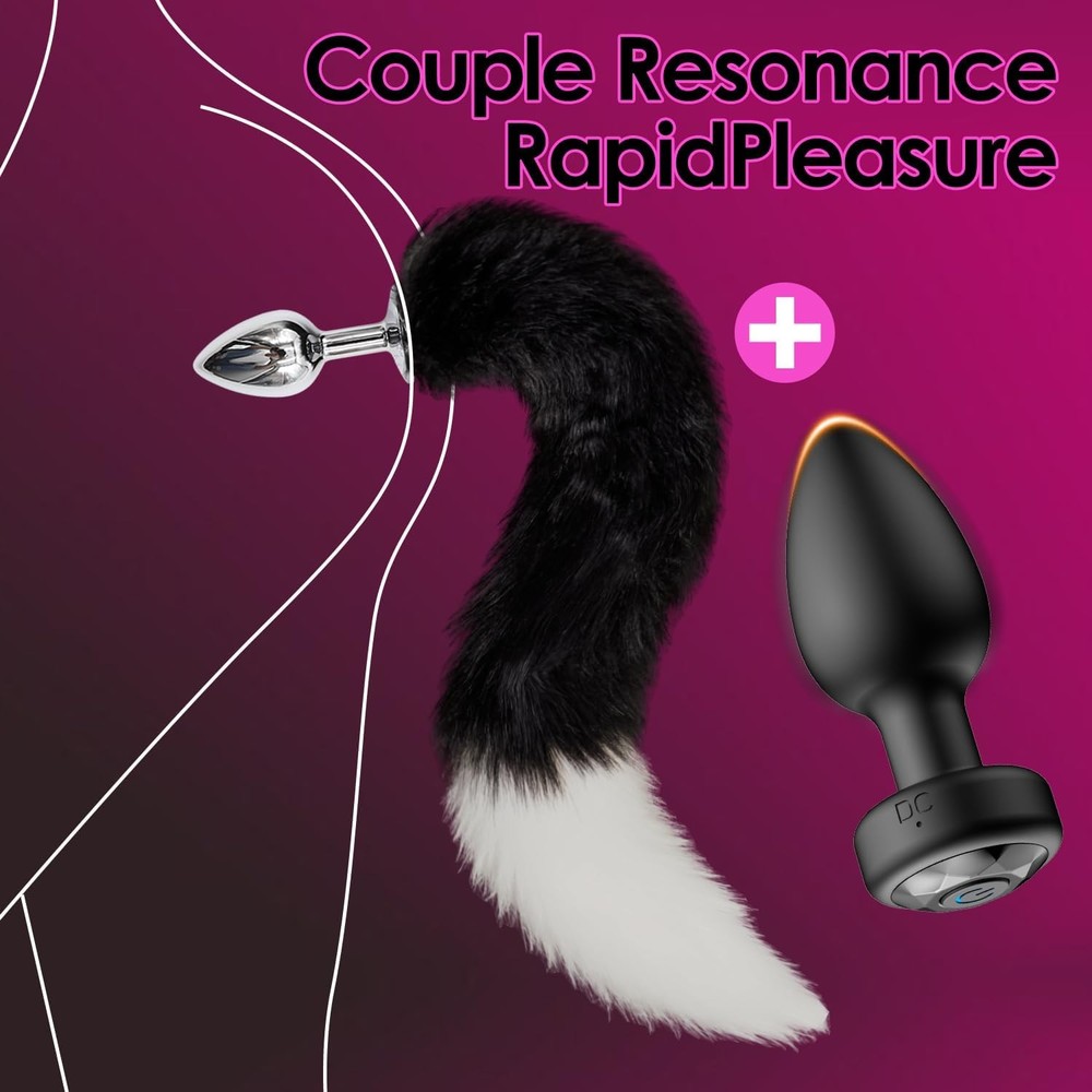 2PCS Anal Plug Vibrator Set – Remote Control Silicone Butt Plug & Fox Tail Met