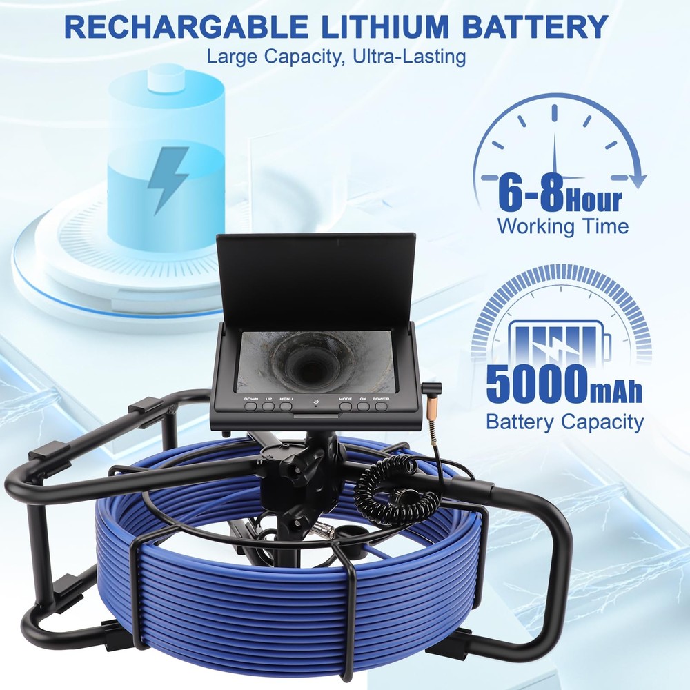 Sewer Camera w/DVR Function, 4.3" HD 1080P Screen Pipeline Inspection Camera,...