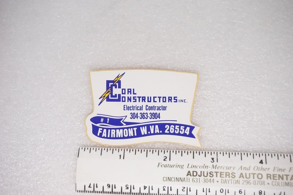 Coal Constructors Inc Decal Sticker Vintage Coal Mining Fairmont WV