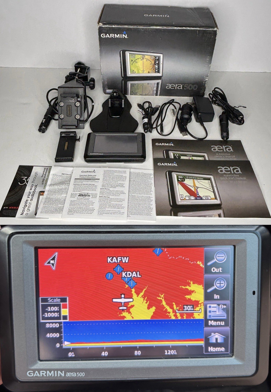 Garmin Aera 500 Portable Aviation Plane GPS Accessories Yoke Mount Cradle Bundle