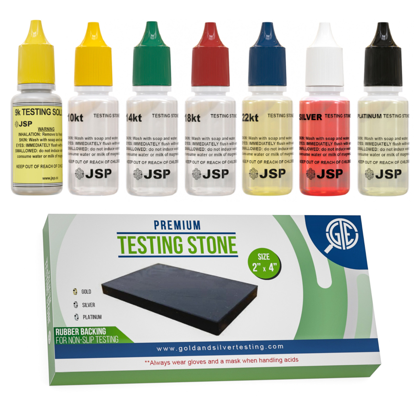 GOLD SILVER Jewelry Acid Tester Kit 9k 10k 14k 18k 22k Platinum Stone Testing