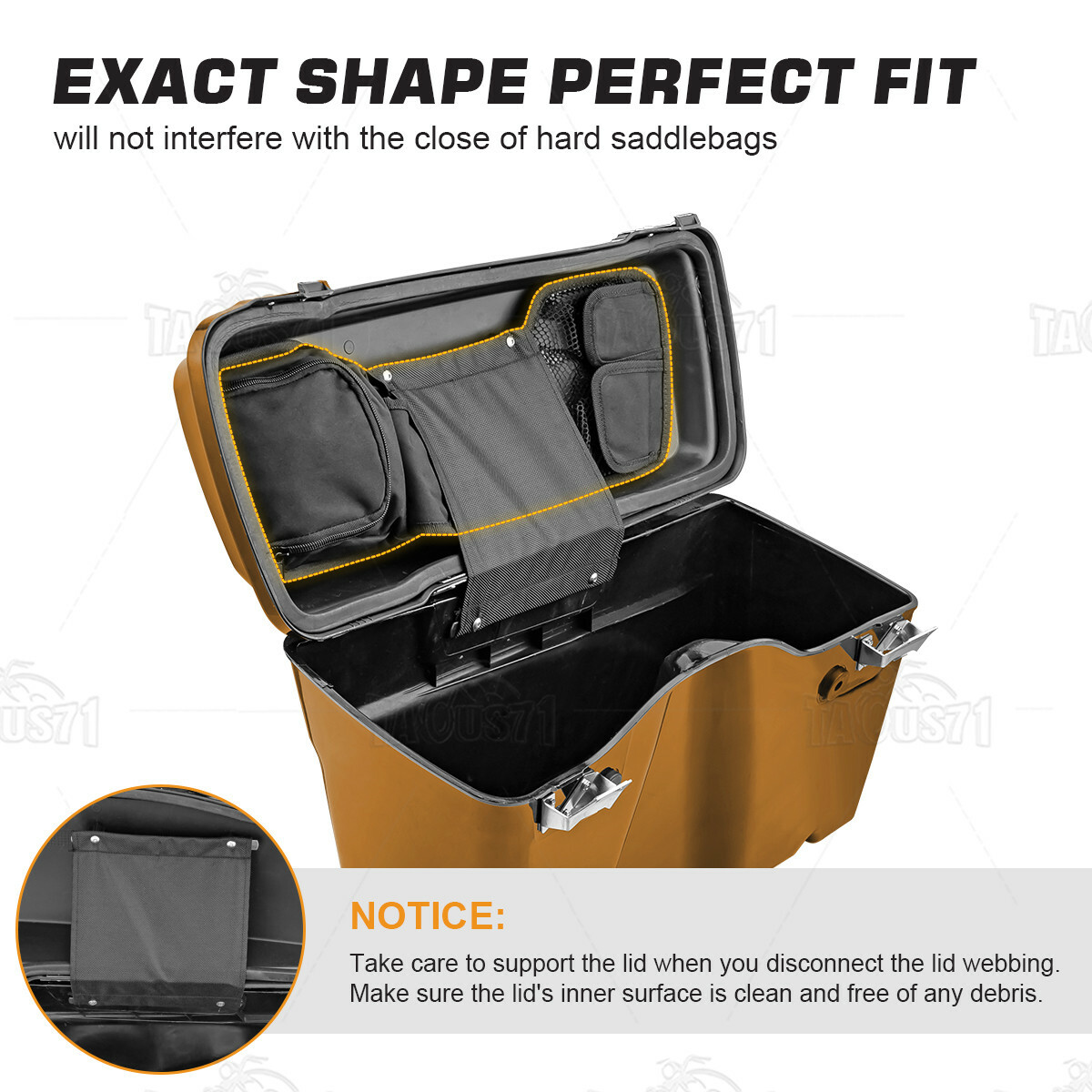 Black Saddlebag Lid Organizer Set for Harley Touring Electra Glide Road Glide