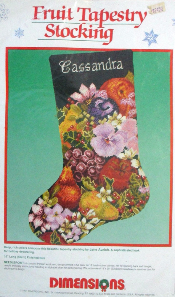 Dimensions Fruit Tapestry Needlepoint Stocking Kit 9073~Open~COMPLETE!~New Cond.