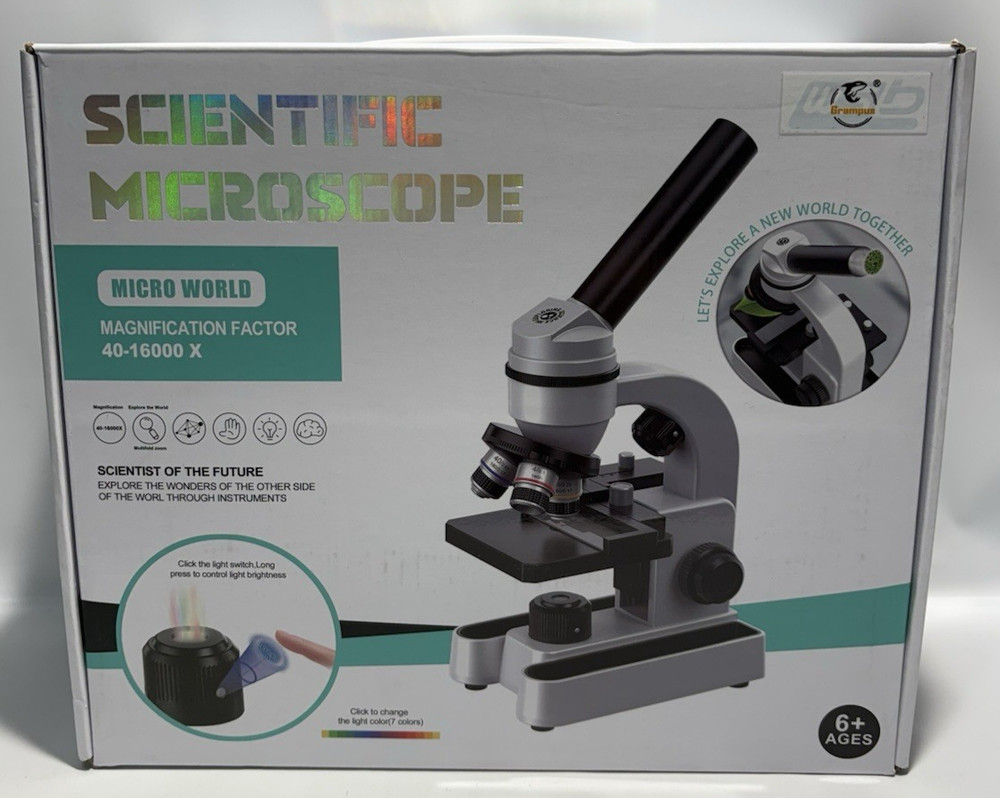 Grampus Scientific Beginner Microscope Kit, Magnification Factor 40-16000 X