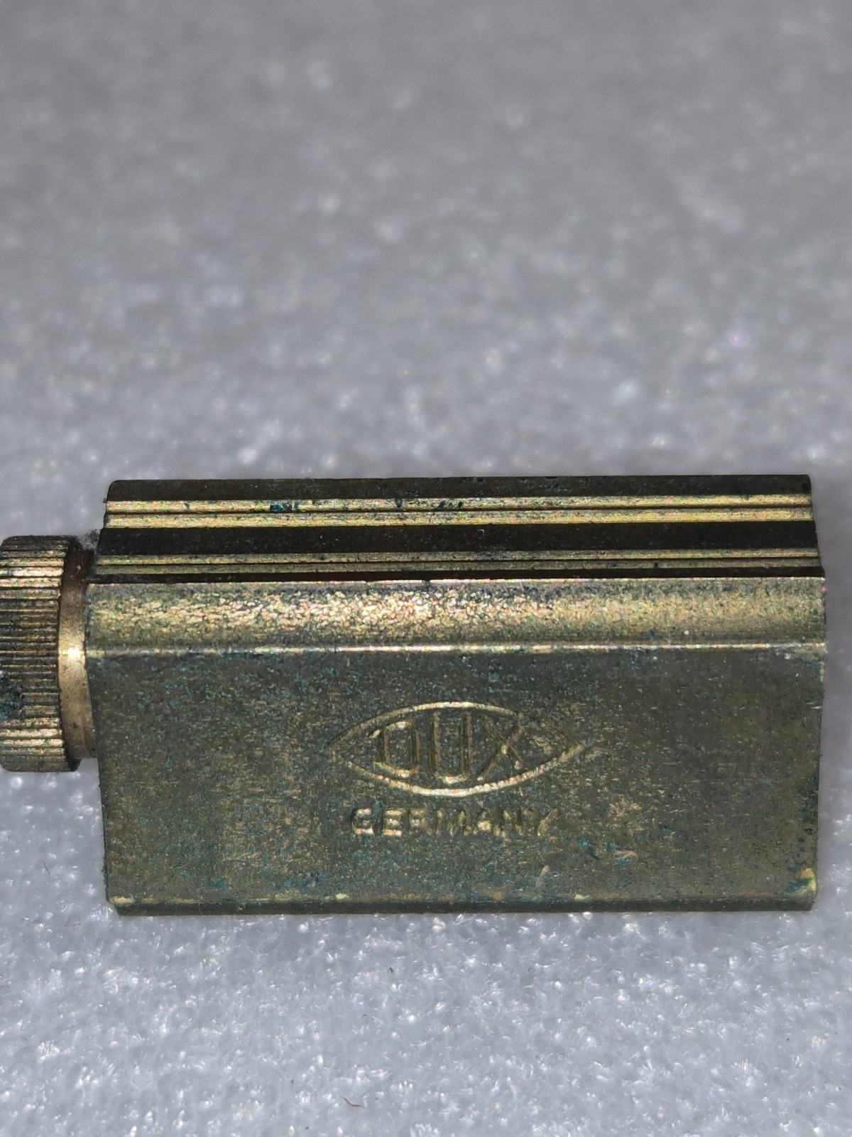 Vintage DUX Brass Adjustable Pencil Sharpener with Leather Case