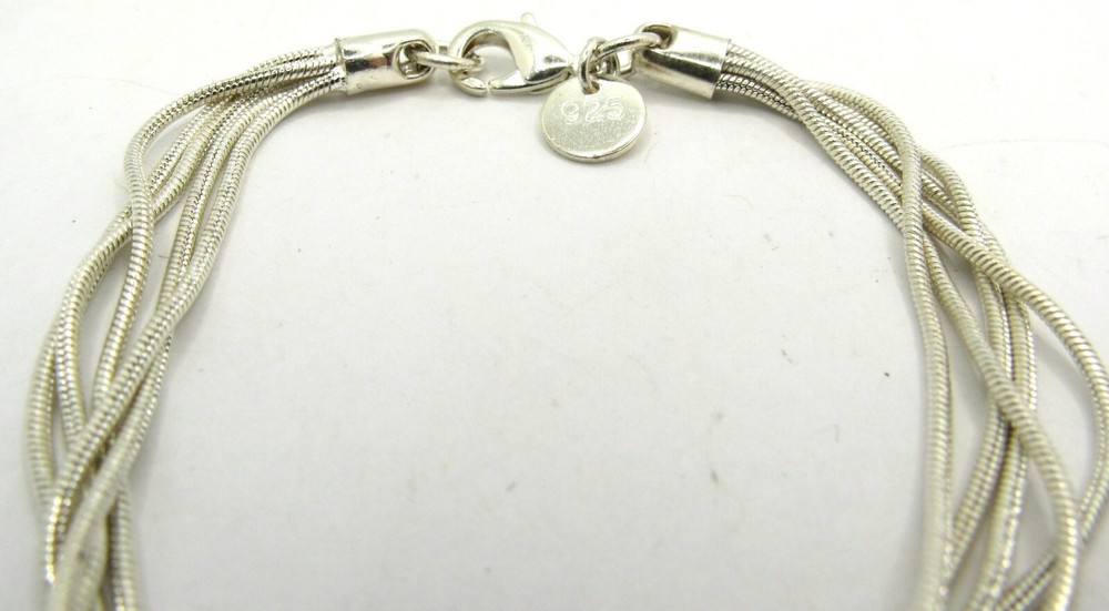 Unique 925 Sterling Silver Multiple Strand Loop Through Tassel Heart Bracelet
