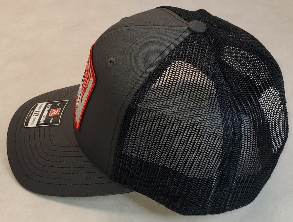 Bush Hog Patch on Richardson 112 Trucker Hat Snapback Charcoal/Black
