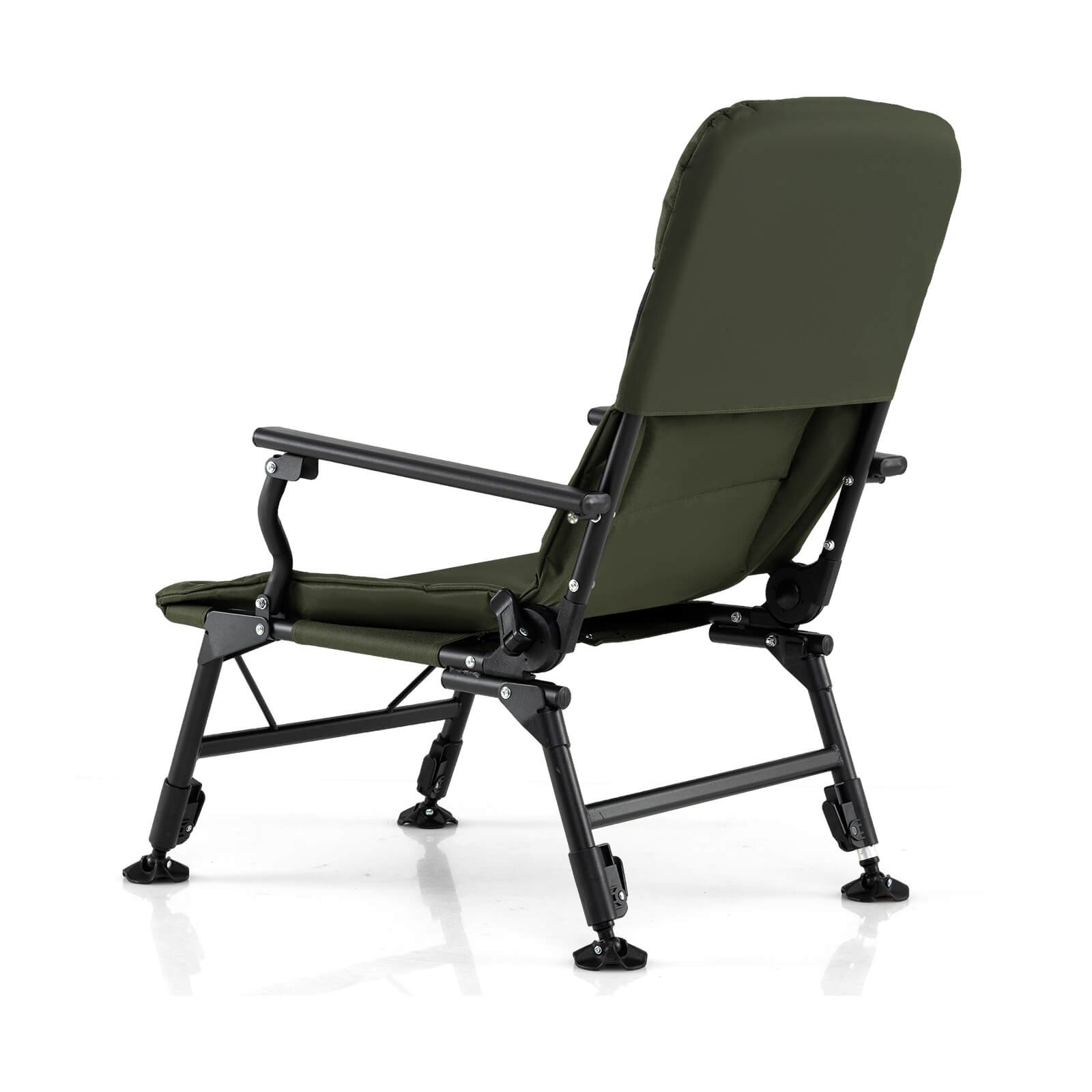 Oversized Foldable Fishing Chair Camping Chair w/ Large Adjustable Feet Armrest