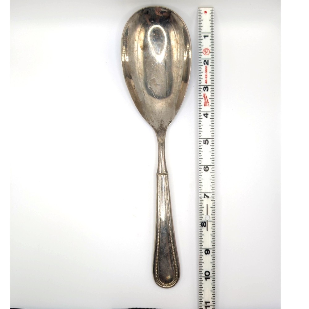 Towle Silver Salad Serving Spoon Beaded Antique Pattern 1977
