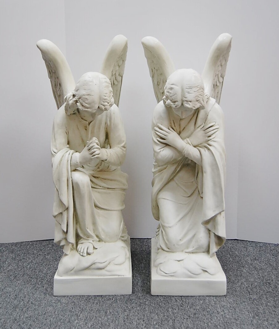 PAIR OF TRADITIONAL KNEELING ADORING ANGELS 28" - FIBERGLASS STATUE