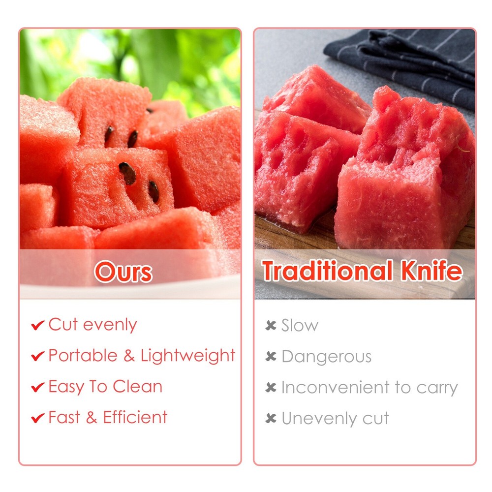 5Pc Stainless Watermelon Cutter Slicer Fork Kitchen Fruit Cutting Fork-Dual Head