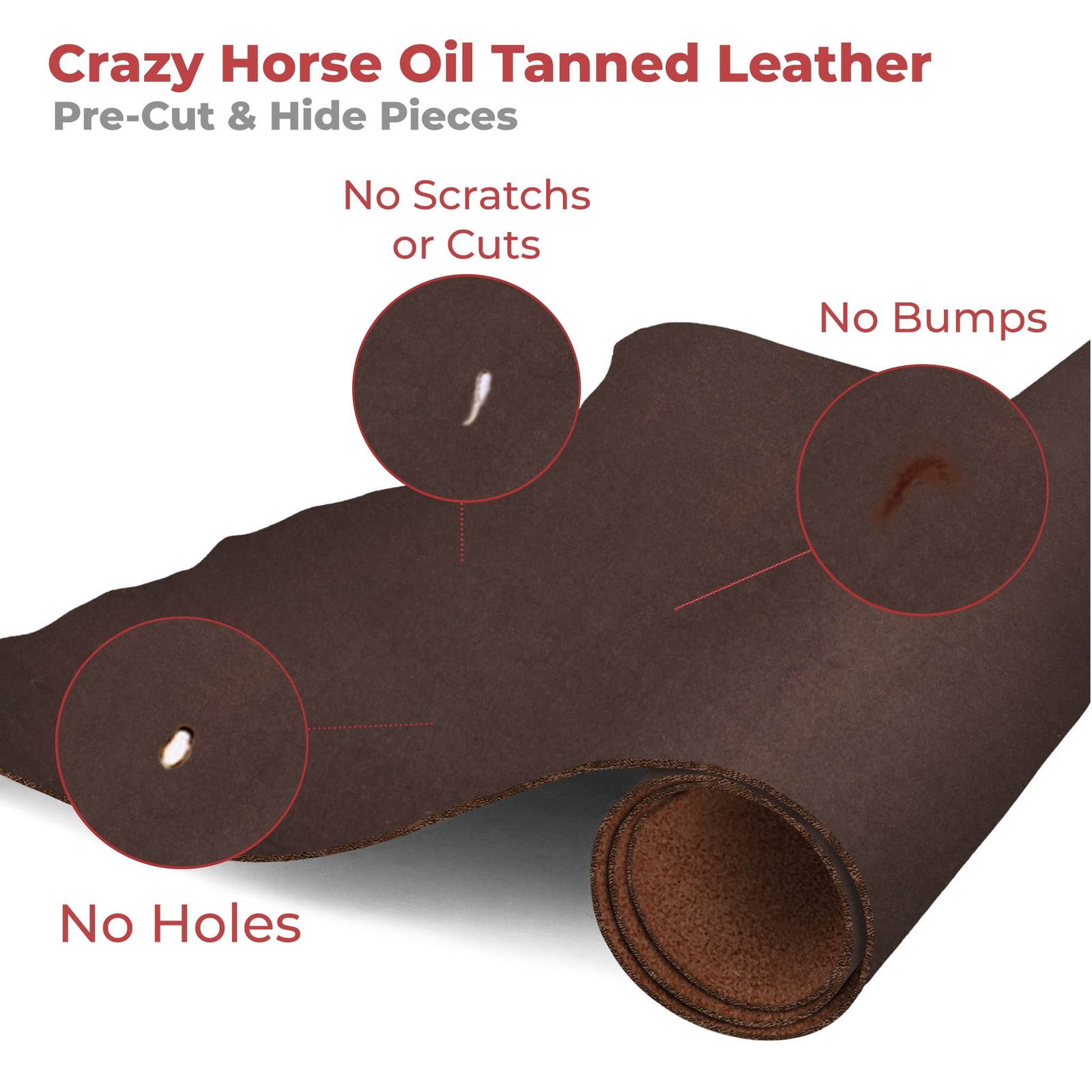 ELW Crazy Horse Leather 5-6 OZ (2-2.4mm) Full Grain Cowhide Handmade Leather
