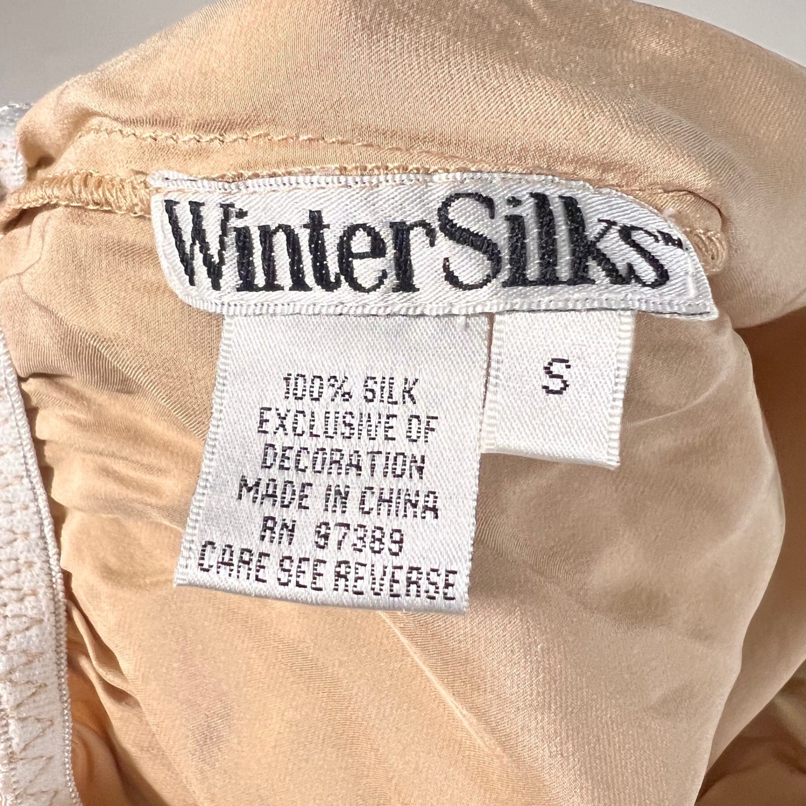 WinterSilks Slip Skirt Womens S Champagne 100% Silk Lace Trim Luxurious Fairy