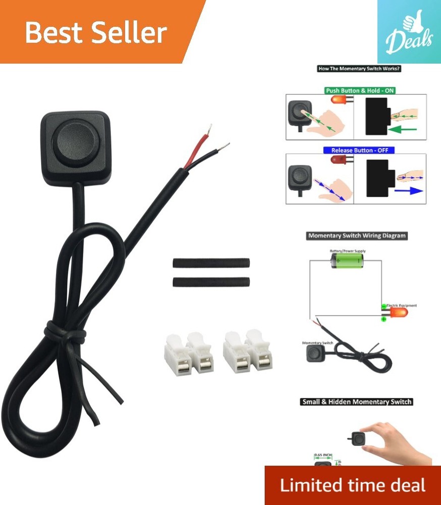 12V 24V Momentary Switch - Pre-Wired - Surface Mount - Quick Installation