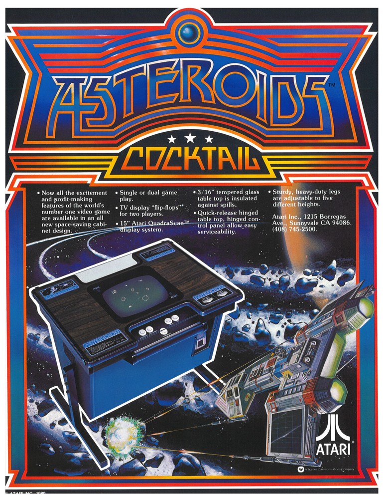 Asteroids Cocktail Atari Video Arcade Flyer / Brochure / Ad - Excellent -