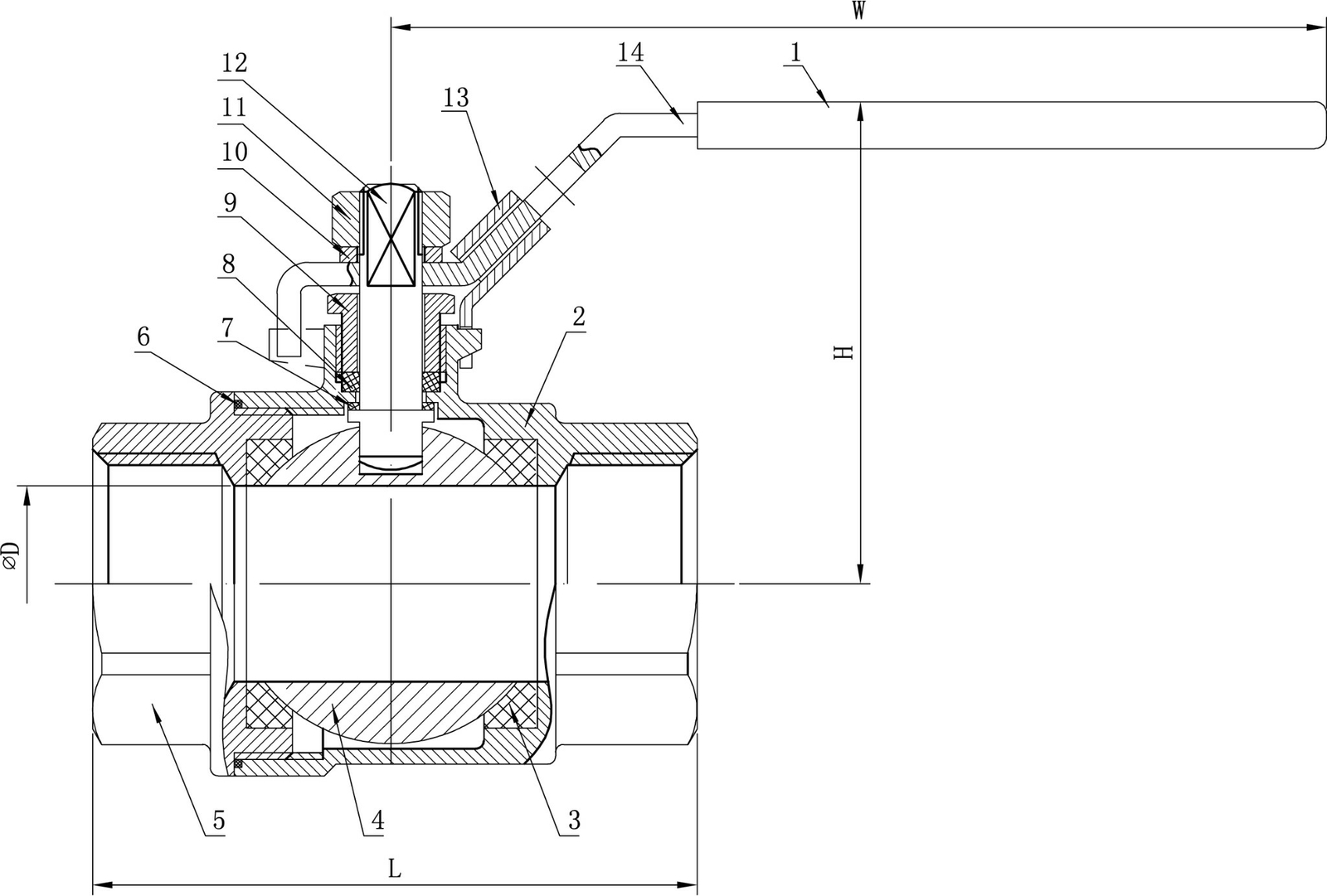 3" 2-Piece Full Port Ball Valve, Stainless Steel, NPT Threaded SS, 1000 WOG