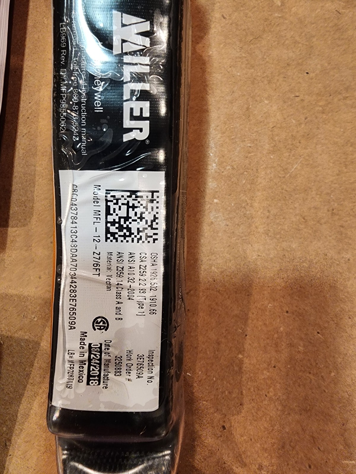 MILLER DUAL SRL 6FT 400LB CLIMBING POSITIONING SRL MFLB-12-Z7/6FT G9754412