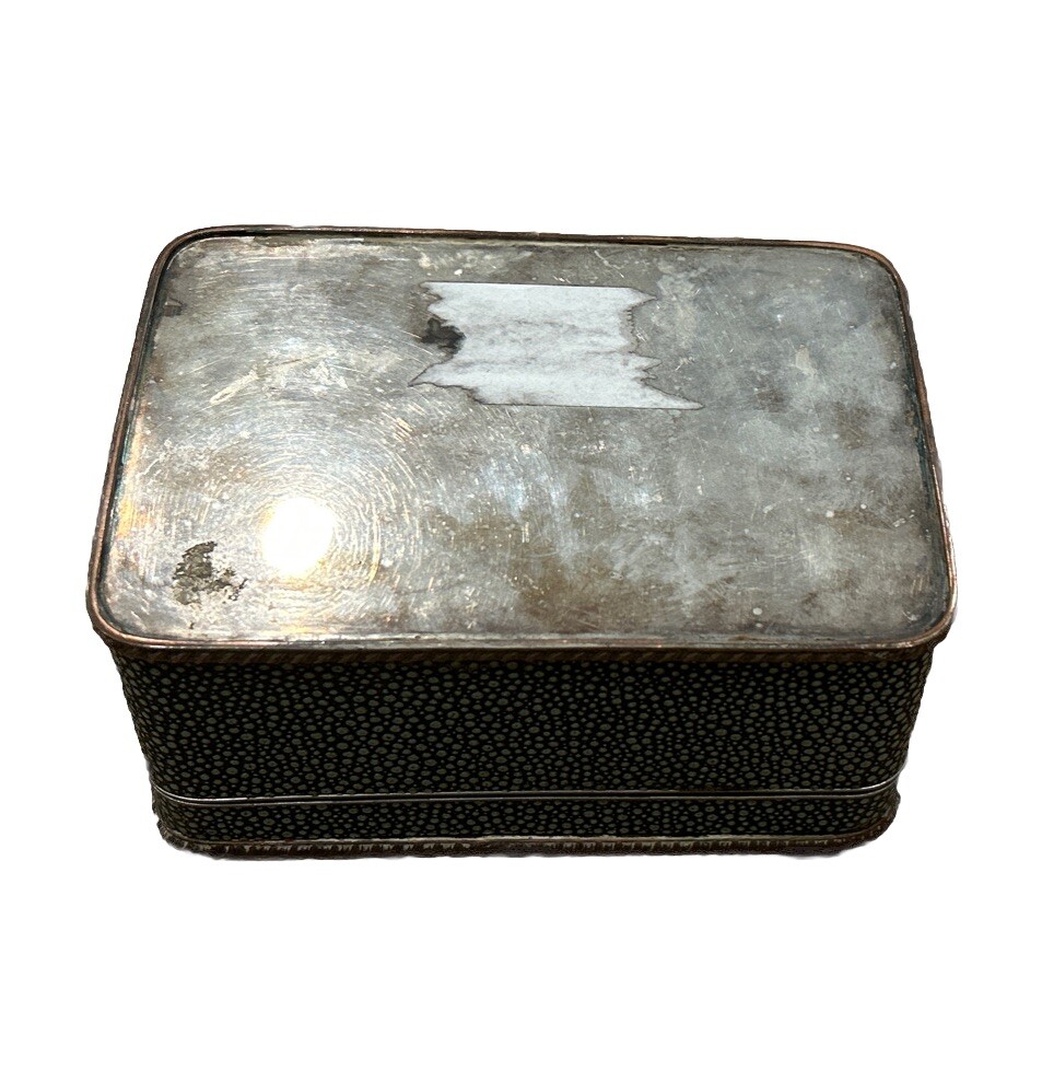 Silver Plate Shagreen Tea Caddy Rectangle