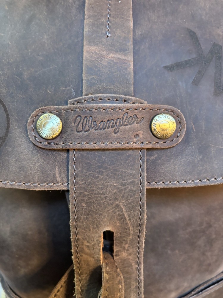 All Leather Brown WRANGLER Heavy Duty Backpack Mint Condition