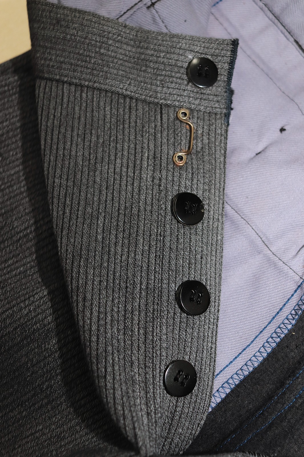 New French 1950s Grey Cotton Pique Work Chore Pants LAVAL W32 Made in France