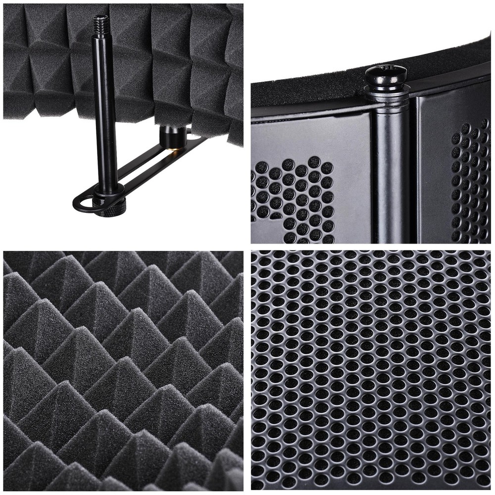 2 Fold Microphone Isolation Shield Video Studio Recording Absorber Foam Panel