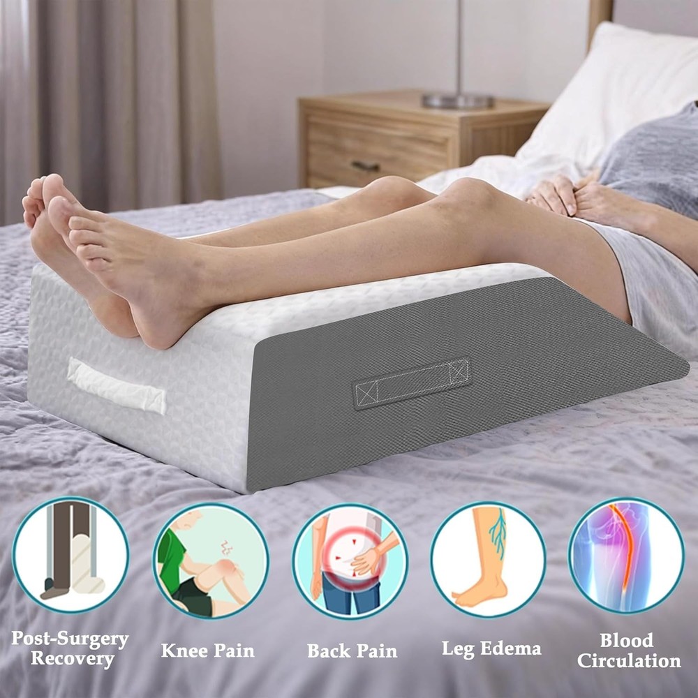 8" Leg Elevation Pillows Memory Foam Leg Support Bed Wedge Pillow Leg Elevate...