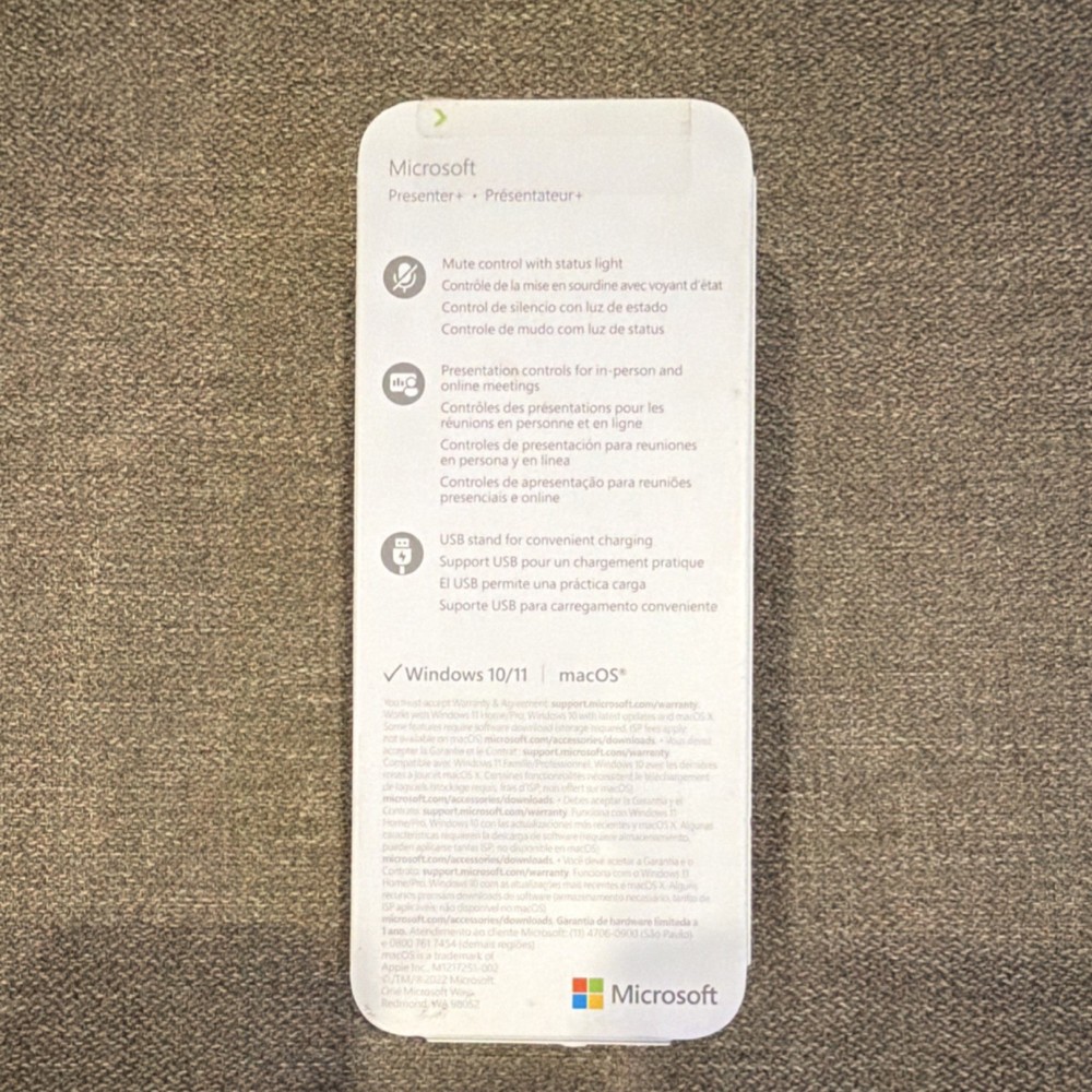 Microsoft Presenter+ Wireless Pointer Remote Gray for Windows/macOS 1XB-00001