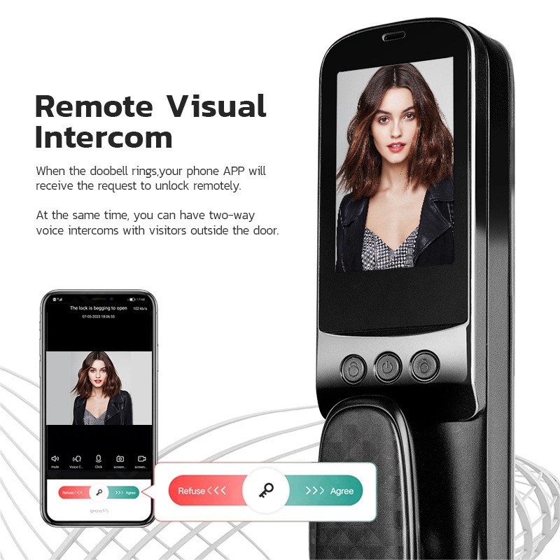 Smart Door Lock 3D Face Recognition Camera FingerPrint Password Security Lock