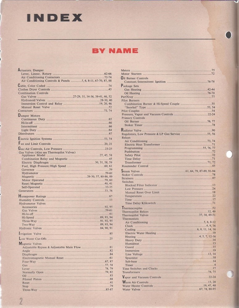 General Controls 1961 Condensed Catalog Automatic Heating Controls Glendale, CA