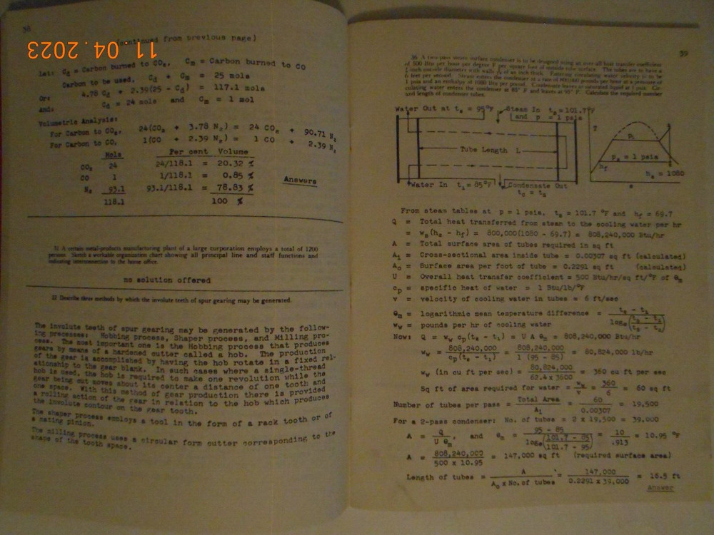 1960 Professional Engineering Examinations Mechanical Problems NY State engineer