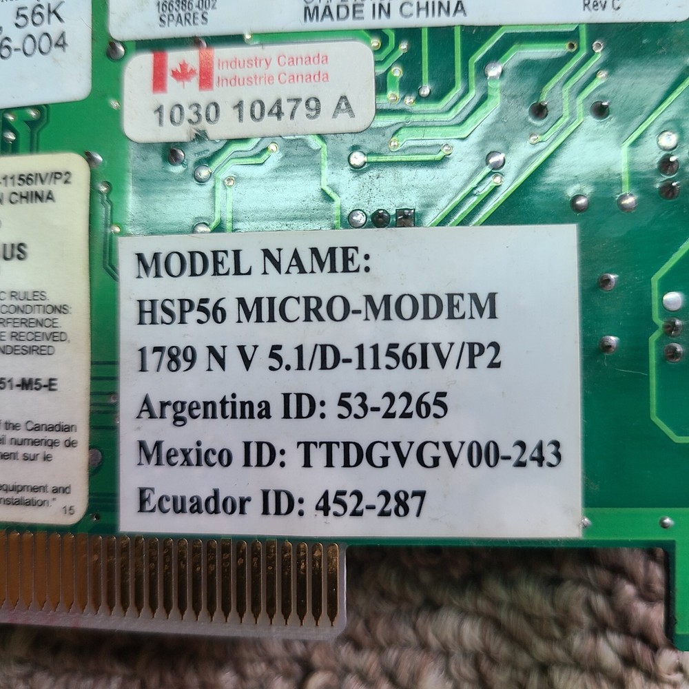GVC Modem Model D-1156IV/P2 For Windows PC's HSP56 Micro Modem Compaq Computers