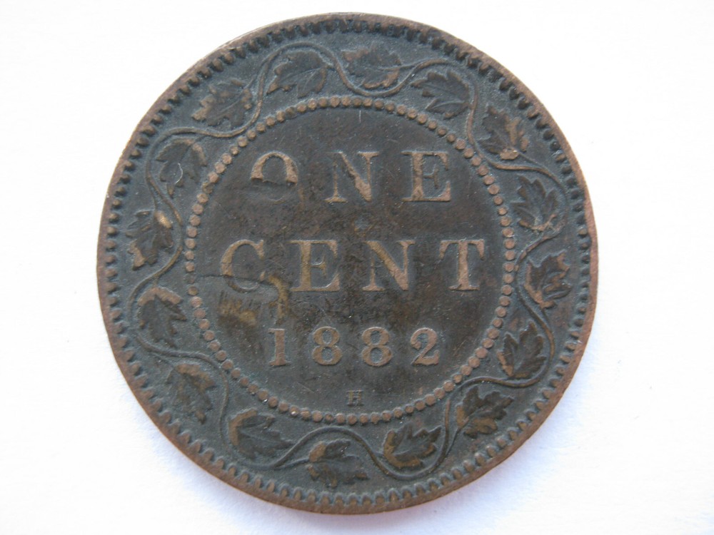 Canada 1882-H bronze One Cent NF crimp marks