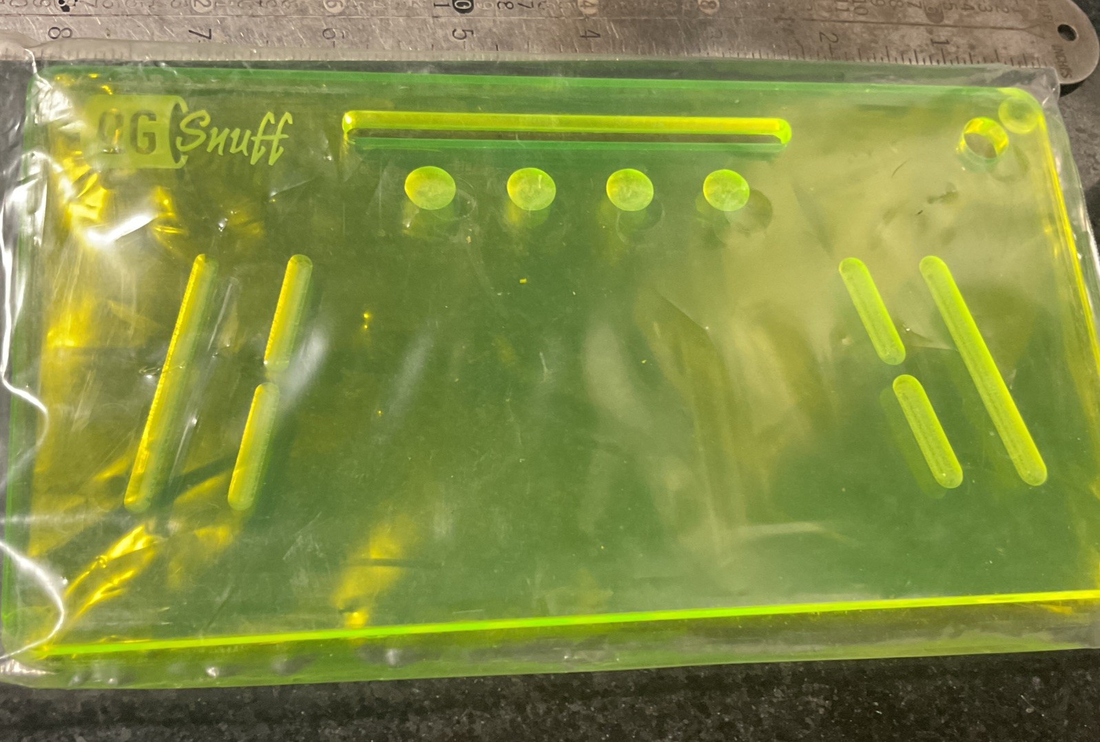 OG SNUFF Board V2 Acrylic Neon Green (UV) Translucent Snuff Tray Authentic 8x4”
