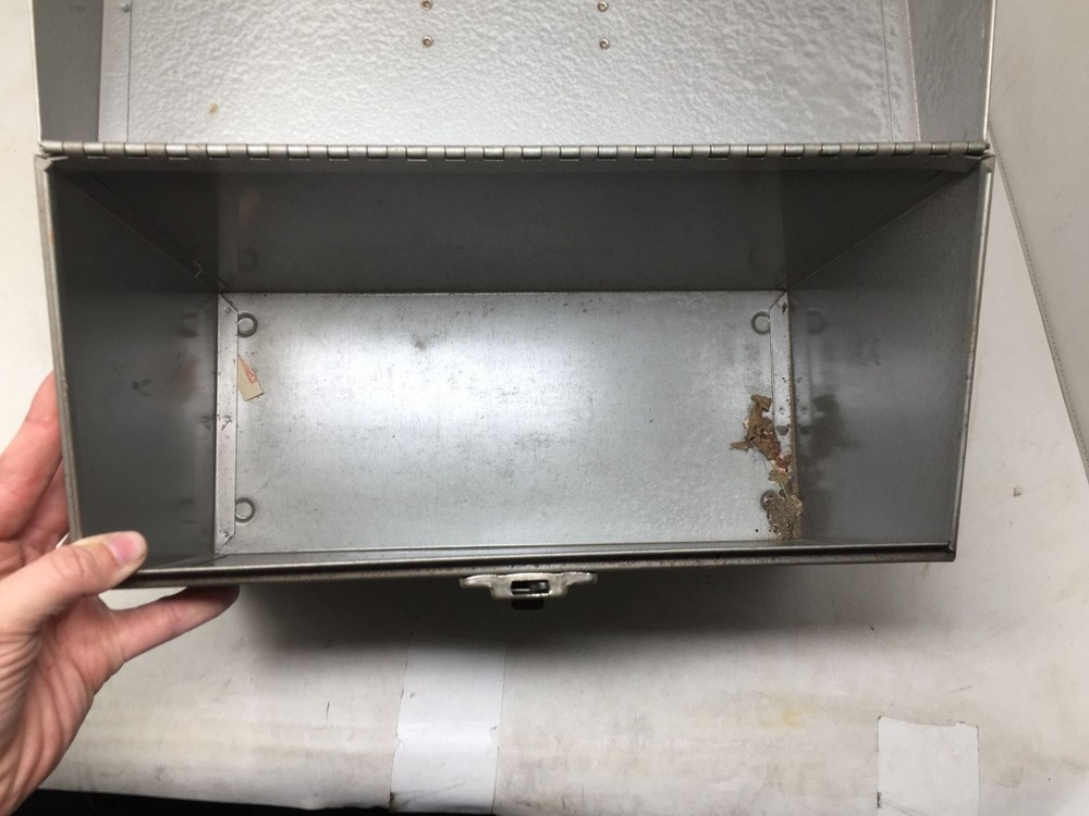 Silver TOWER Metal File/Tool Box with Hinged Lid & Handle