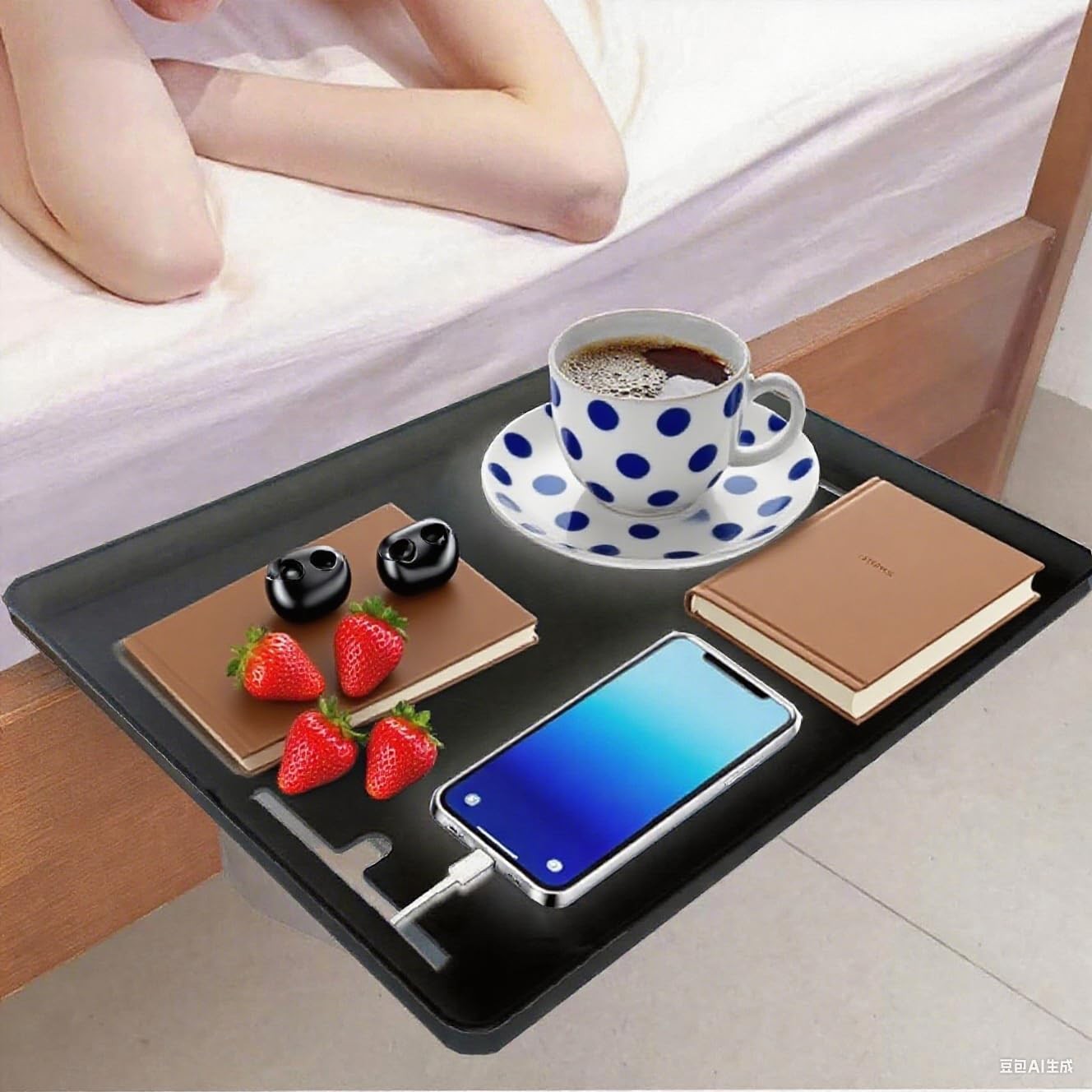 Bedside Shelf Nightstand Table Tray for Bunk Bed College Dorm Room Bedroom La...