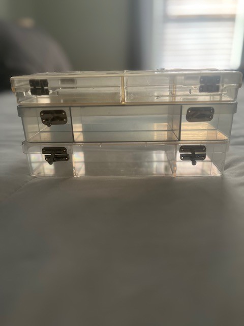 Vintage IBM branded storage cases, plastic coplymer, snap closures, hinged