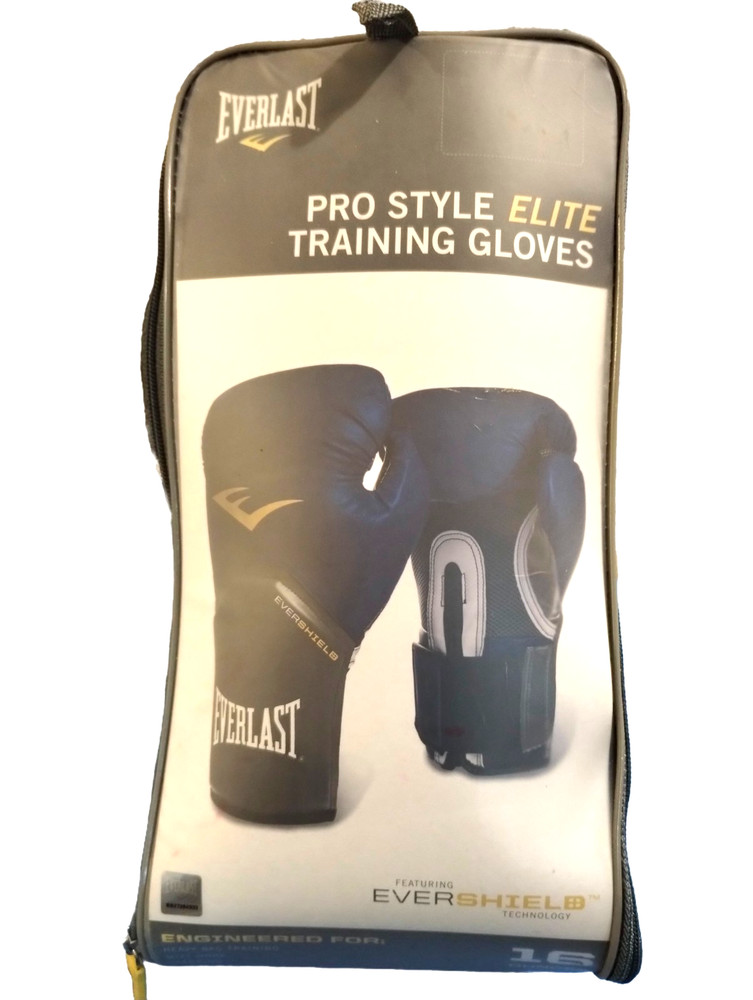 EVELAST ELITE PRO STYLE EVERSHIELD TRAINING GLOVES HOOK AND LOOP 16 OUNCES BLUE