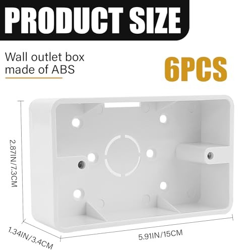 6 Pcs Electrical Box, Switch Outlet Box, Single Gang Electrical Box, 2-Position