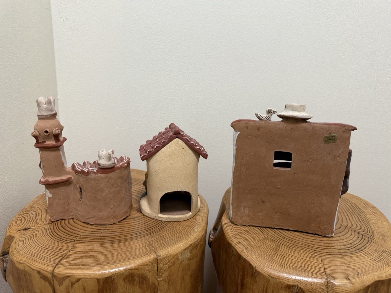 Set of 3 Large Handcrafted Peruvian Clay Pueblo Houses – Folk Art Village