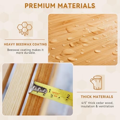 10 Frame Bee Hive,Beeswax Coated Beehive Kit for Bee Keeper,Complete 2-Layer