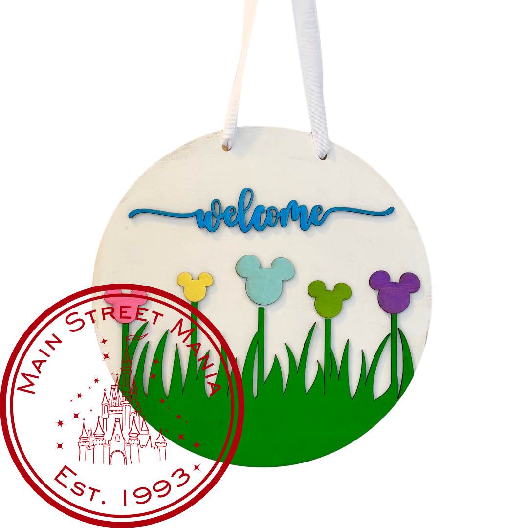 Welcome Mickey Spring Tulips Sign