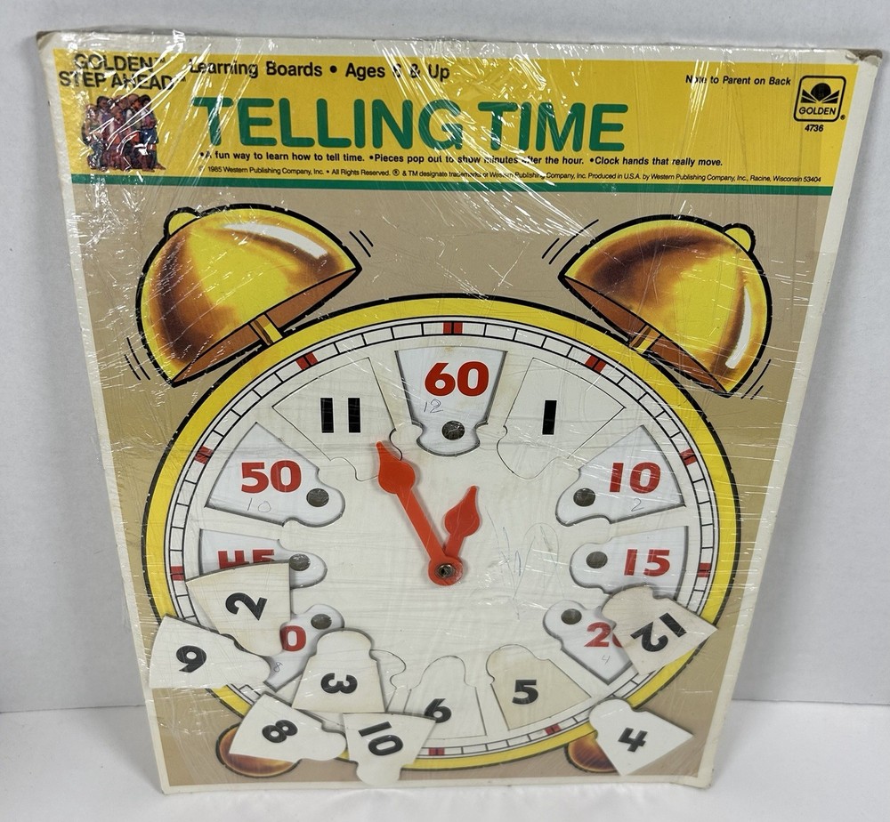Vintage Golden Step Telling Time Learning Board Homeschool