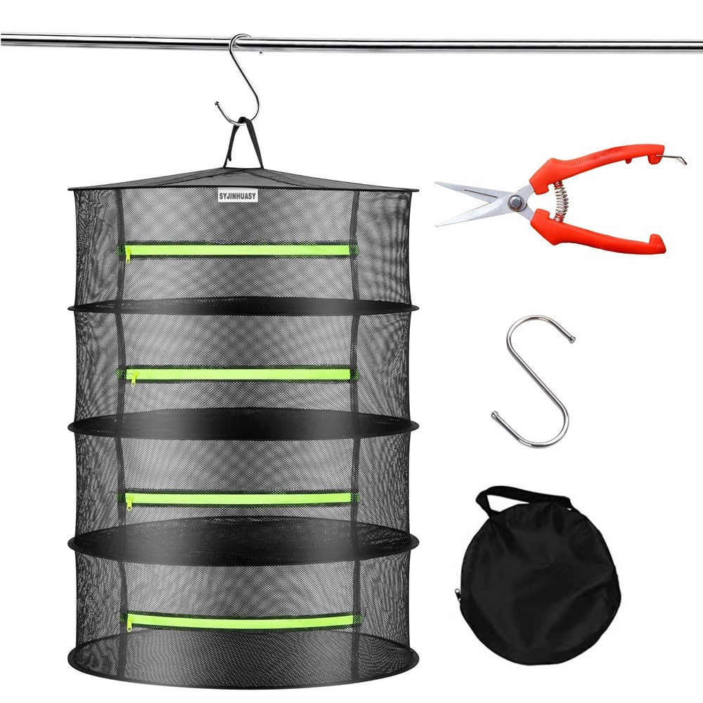 4 Layer Food Dehydrator Rack Tray Hanging Fruit Herb Drying Rack Collapsible