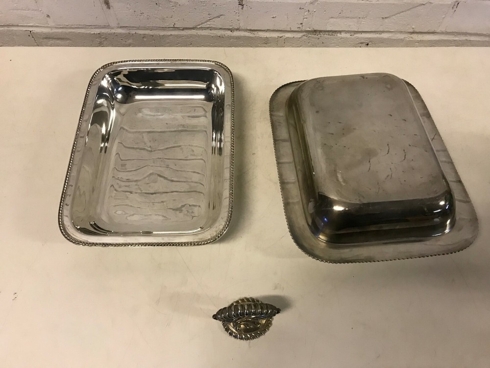 Vtg Antique E G Webster & Son Silverplated Divided Serving Dish w Cover