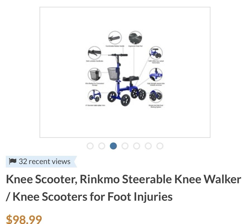 RINKMO Knee Walker Scooter 9151 Steerable Foldable Blue