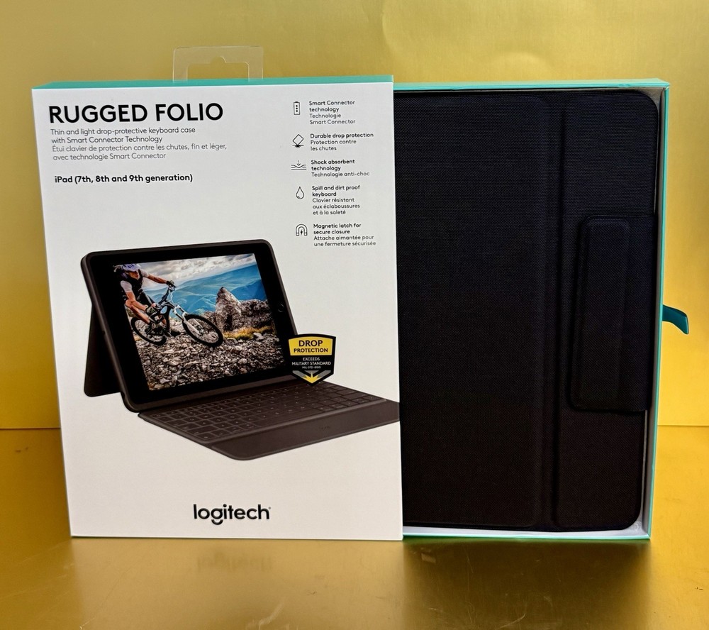 Logitech Rugged Folio Keyboard Case for Apple iPad 7, 8, 9th Gen - Graphite